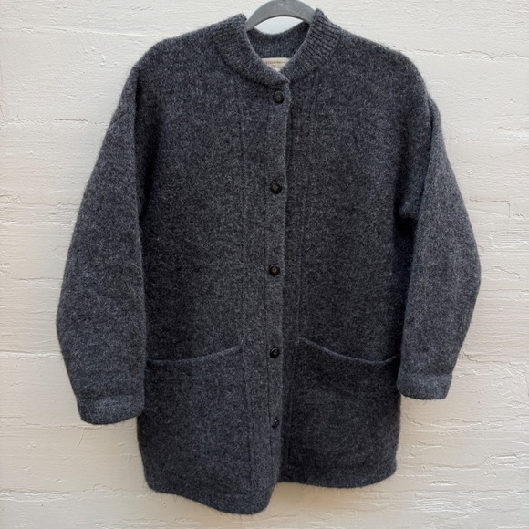 Sezane Sweaters - Sezane Cardigan XS Oversized Grey Kid Mohair Wool Button Sweater Coat Pockets